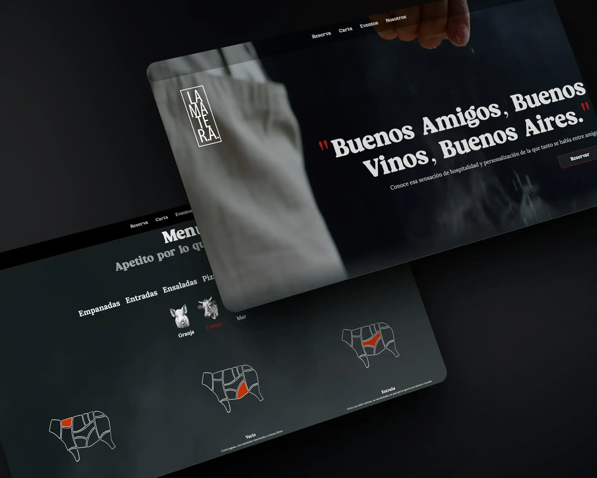 Landing page La Matera desarrollada por Alan San - Restaurante con menú digital